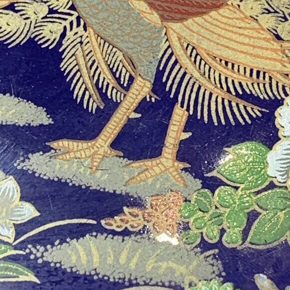 VTG 60s 70s Moroccan Taous Peacock Plate 10" Cobalt Blue Gold Decorative Wall - Picture 8 of 8